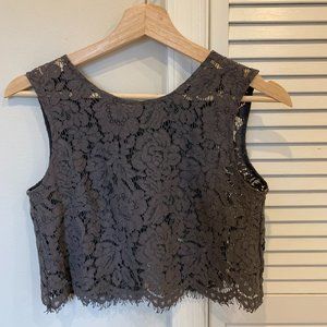 BHLDN Jenny Yoo Cleo Top Lace Dark Gray/Purple